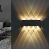 Lureshine Wandleuchte LED Innen, 22x8x5cm Up an Down Wandlampe, Aluminium-Druckguss wandleuchten 8w Schwarz, Wandleuchte Innen 3000K Warmweiß, Wandlampen für Wohnzimmer Garage