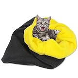Schlafsack für Katzen – warmer Schlafsack für Haustiere | Selbsterwärmende Höhle mit Kapuze für Haustiere aus Plüsch | Höhle für Welpen, weiches Fleece, Winterwarm, mehrfarbig, Hot Pink