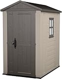 Keter Gerätehaus Factor 4x6, Beige, 4.0m³ Rauminhalt, Außenmaße (B/T/H):129.5 x 182 x 216.5 cm, wetterfest, wasserdicht, UV-beständig, Outdoor