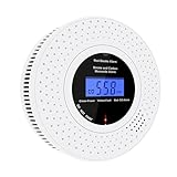 Scondaor Kombinierte Rauch- und Kohlenmonoxid-Melder mit LCD Anzeige, CO-Melder mit austauschbarer Batterie, nach EN14604 & EN50291 Standard Zertifiziert, 1er Set