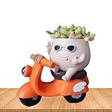 Kleiner Blumentopf, Pflanzgefäß für das Gesicht mit Belüftung, Pflanzentopf für Motorrad, niedliche Statue für Pflanzentopf, Motorradpflanzen, grüne Pflanzenornamente für Esszimmer, Terr