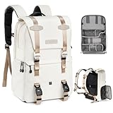 K&F CONCEPT Kamerarucksäcke 20L, Große Camera Backpack 15,6 Zoll Laptopfach, Spritzwassergeschutzt Fotorucksack mit Regenschutz, Kameratasche Groß für DSLR SLR (G-Weiß)