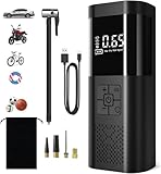 HOVVIDA Air Elektrische Luftpumpe Tragbarer Fahrradpumpe Elektrisch Mini Reifenpumpe Luftkompressor Kabellos 150 PSI (10.3 Bar) 5V, Auto-Abschaltung, 5200 mAh, LED, für Auto, Motorrad, Fahrrad, Ball