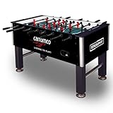Carromco Kickertisch Stadium-XT Schwarz – Profi Tischkicker für Erwachsene, 142x75x87,5 cm – Stabiler Korpus, Stahlstangen, höhenverstellbare Füße, inkl. 4 Bälle