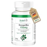 Boswellia 400mg - mit 800mg Weihrauch-Extrakt pro Tagesdosis - 120 Tabletten - Hochdosiert - 100% Vegan – Deutsche Produktion & Laborprüfung - NutriFair | Premium & Fair