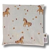 Franzis Nähstube 20x20cm Kirschkernkissen Einhorn in 100% Baumwolle I Körnerkissen Kirschkern 20x20 für Mikrowelle I Wärmekissen, Kirschkernkissen, Na