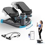 MERACH Mini Stepper Fitness 2 in 1 für zu Hause, leise Twister 150 kg mit LCD-Display und Widerstandsbändern, für Training von Beinen, Armen und Gesäß