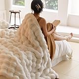 Lanqinglv Kuscheldecke Flauschig Decke 150x200 Weiß,Kaninchen Kunstfell Decke Plüsch,Wohndecke Dick Flanell Couchdecke Warme Überwurfdecke Sofadecke Blanket Für Bett Sofa Schlafzimmer Büro