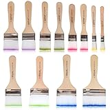 Breit Flachpinsel Set Acryl Pinsel Set, 12 Stück Aquarell Pinselset Acrylfarbe, Ölfarben Pinsel Sets mit Holzgriffe Künstlerpinsel für Malerei Ölmalerei Aquarell Gouache (12 Größen)