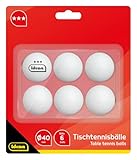 Idena 7440022 - Tischtennisbälle 6 Stück in weiß, Durchmesser 40 mm nach ITTF Wettbewerbsrichtlinien, 3 Stern Qualität, für den Verein, in der Freizeit und Hobbysportler