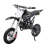 Kinder Motorrad Mini Kinder Crossbike 49 cc - Scheibenbremsen - Max.50 km/h, 8 inch Motocross mit 1.8 L Kraftstofftank, für Kinder und Jugendliche im Alter von 6-16 Jahren, Schwarz