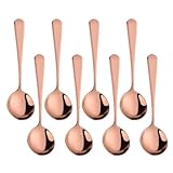 Buyer Star 8-Stück Brühe Getreide Löffel Set wiederverwendbare Edelstahl Abendessen Tabelle Runde Löffel Regenbogen Farbe Camping Besteck (8, Roségold)