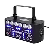 MIUKYUI Kompakte Professionelles DJ Disco Licht Intelligente Partyleuchte mit Sprachsteuerung und eingebautem Lüfter für Bar Hochzeit und Events inklusive Fernbedienung schwarz