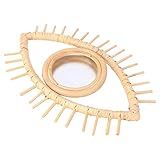 Amosfun 1stk Rattan-Spiegel Gerahmter Spiegel Spiegelwand Natürliches Spiegeldekor Kreisspiegel Mit Ablage Rustikaler Spiegel Dekorativer Wandspiegel Wanddekoration Khaki Hölzern