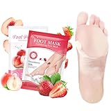 2 Paar Fußmaske, Hornhaut Socken Fuß Peeling Maske, Exfolierende Fussmaske zur Hornhautentfernung, Feuchtigkeitsspendende Peeling Fußmaske für Zarte Füße, Effektive Fußpflege für Männer und Frauen