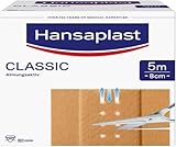 Hansaplast Classic Pflaster (5 m x 8 cm), zuschneidbare Wundpflaster mit extra starker Klebkraft, flexibles und atmungsaktives Verbandsmaterial