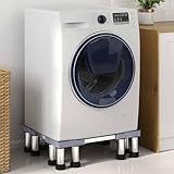 Frdhee Bad Möbel, Waschmaschinensockel Grau 67 x 67 x 21.5 cm Metall Regal über Waschmaschine für Waschmaschinen und Trockner, passend