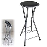 Tragbarer Klapphocker, rund, gepolstert, Metallrahmen, Barhocker für Außen-/Innenbereich, Küche, Zuhause