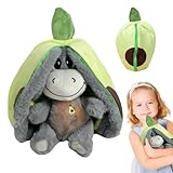 AOUZOVLI Atmendes Kuscheltier, Schlafender Plüsch Esel, Unsichtbarer Klettverschluss zum Einfachen Abnehmen und Waschen, Simuliert das Saugen, Begleitet Kinder in Einen Ruhigen Schlaf