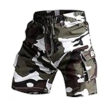 Herren-Shorts mit Kordelzug, Übergröße, Sommer, Camouflage, Taschen, Cargohose, Twill Herren-Sport-Shorts mit Druck, Herren-Cargo-Shorts mit Kordelzug, übergroß, Sommer, Multi-Taschen-Sportshorts für