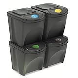 rg-vertrieb Mülleimer Abfalleimer Mülltrennsystem 100L - 4x25L Behälter Sorti Box Müllsortierer 3 Farben (Grau)