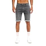 JEEL Herren Kurze Hosen - Slim-Fit Jeans-Shorts - 5-Pocket-Style - Stretch Herren-Shorts - Kurze Hose für Männer - Basic Washed - 4-Grau - 34W
