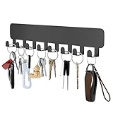 pickpiff Schlüsselbrett mit 8Haken, Schlüssel Organizer Wand Schwarz, Schlüsselhalter für Wandhaken Dekor, key holder
