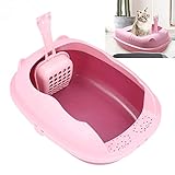 Katzenklo, Halbgeschlossene Katzentoilette, Leicht zu Reinigendes Anti Spritz Katzenklo mit Schaufel für Katzen, Hunde und kleine Haustiere(Rosa)