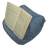 LESEfit Soft Buchkissen Lesekissen – frei formbarer Buchhalter für Bett - Handgefertigt aus Antirutsch Wildlederimitat & Mikroperlen – weich waschbar drehbar – blau matt