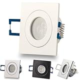 LED Einbaustrahler Chrom - eckig 4W kaltweiß 230V GU11 - IP44 für Bad, Außenbereich Ø40mm Bohrloch - Badezimmer Terrasse Einbau-Spot Decken-Strahler Deckeneinbaustrahler Deckenspot
