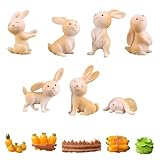Kapokr 12 Stück Osterhasen Figuren Harz Mini Hase Figuren Kleine Dreidimensional Kaninchen Deko für Osterdeko Mikro Landschaft Dekofigur Kuchendeko Desktop Ornament Geburtstagsgeschenk
