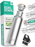 Die Trinkflasche Edelstahl 750ml + EXTRA Sportverschluss, Water Bottle aus Edelstahl 750ml, 500ml + 350 ml, BPA frei Trinkflasche 1l Edelstahl, Edelstahl Flasche 1l, Trinkflasche Spülmaschinenfest 1l
