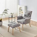 Relaxsessel mit Hocker, Verstellbarer Lesesessel mit 5 Positionen Extra Dick Gepolsterter Lehnstühle Liegesessel Fernsehsessel Ohrensessel, Bequemer Sessel mit Hocker,002