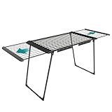 SONGMICS Wäscheständer, Standtrockner, ausziehbare Flügel, Flügelwäscheständer, 22 m Trockenfläche, Flügelwäschetrockner mit Sockenhalter, klappbar, tintenschwarz LLR522BH01