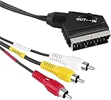CABLEPELADO SCART AV-Kabel umschaltbar | Adapter Konverter Euro Stecker | S-Video-Konverter 3 RCA | Scart-Adapter | 2 x RCA Audio, 1 x RCA Video, 1 x S-Video | 2 Meter