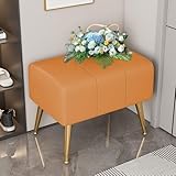 Moderne Polsterbank mit goldfarbenen Metallbeinen für Wohnzimmer, Foyer, Orange, 50 x 35 cm