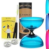 Diabolo Freizeitsport Jonglier-Set Pro Clear (türkis) mit LED-Kit für LED Lichteffekte – mit Handsticks, Ersatzschnur (160cm) und Gedruckter Anleitung