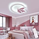 LED Deckenleuchte Schmetterling 48W Dimmbar mit Fernbedienung, Farbtemperatur 3000–6500K, Nachtlicht, Timer, Memory-Funktion, Deckenlampe für Kinderzimmer & Schlafzimmer, 4800lm, 47x40cm, Metall