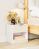 Apetaccat Nachttisch Weiß, Kleiner Nachtschrank mit Schublade, Holz Nachttische für Kinder, Nachtkommode 39x39x28 cm, Beistelltisch für Schlafzimmer,Wohnzimmer,Büro