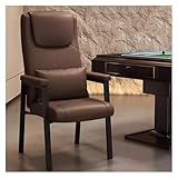Ergonomischer Büro-Schreibtischstuhl mit hoher Rückenlehne und Lendenwirbelstütze und gepolstertem Kissen, moderner Ledersessel, Akzentstuhl für Wohnzimmer (braun)