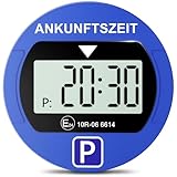 Warmfay® Elektronische Parkscheibe mit Zulassung vom KBA, Automatische Digitale Parkscheibe Elektrisch mit Batterie, Elektrische Parkuhr Auto mit 2 Displays & Nachtparkmodus & Vielseitig (1, Blau)