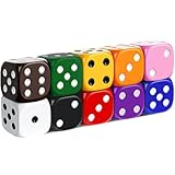 10X Farben Würfel Set 16mm Augenwürfeln Spielwürfel aus Acryl, 6 Seitige Würfel Bunt Spielwürfel, Würfelspiele Tischspiele Mehrfarben