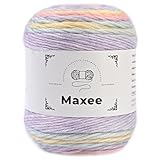 Maxee Farbverlaufsgarn, 100g 250 Meter Cupcake Bobbel, Regenbogenstreifen, Mehrfarbiges Gradient Häkelgarn, Häkeln Baumwoll Strickgarn, zum Pullover, Hüte, Mütze, Schal, Decke