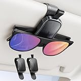JOYROOM 2 Stück Brillenhalter für Auto Sonnenblende, 2025 Upgrade Magnetischer Sonnenbrillenhalter Auto, Universal Leder Brillenhalterung Auto, Brillenhalterung Kompatibel mit Allen Brillen (Schwarz)