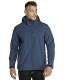 33,000ft Softshelljacke für Herren Wasserdicht Winterjacke Winddicht Warme Fleece Gefüttert Windbreaker Funktionsjacke Outdoorjacke für Wandern Fahrrad Camping Navy Blau L