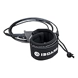 iBOARD Surfboard-Leine, gerades Seil, Einzeldrehung für Longboard, Paddleboard, Surfboards, 5 mm, Ersatz für 6/7/8/9 FT, Schwarz und Blau