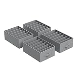 SONGMICS Kleiderschrank-Organizer 4er Set, Aufbewahrungsbox 6 Fächer, Schubladen-Ordnungssystem, Ordnungsboxen faltbar, 42 x 30 x 17 cm, für Hosen, Kleidung, taubengrau RUS009G04