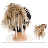 VEXDOSLE 008 Haarknoten, unordentlicher Dutt, Pferdeschwanz, Haarverlängerung mit elastischem Gummiband, synthetisch, flauschiger Dutt, Damenperücke, Dutt, Haarteil