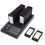 YUEHISY Restaurant-Pager-System, Kabelloses Vibrations-Sound-Licht-Paging-System mit 18 Bestellsummern, Lange Akkulaufzeit, für den Fast-Food-Einzelhandel (EU)