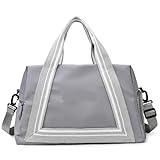 SPPEOUKJ Canvas Reisetasche Damen-Aufbewahrung, Fitness-Yoga-Tasche, Herren-Business-Reisetasche, unabhängiges Schuhfach, Trocken- und Nasstrennung for Urlaub und Sport Schwimmen(Grey)